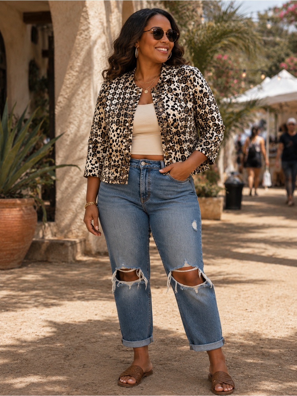 Ruby Rd. Woman Leopard Print cotton jacket, size 20W